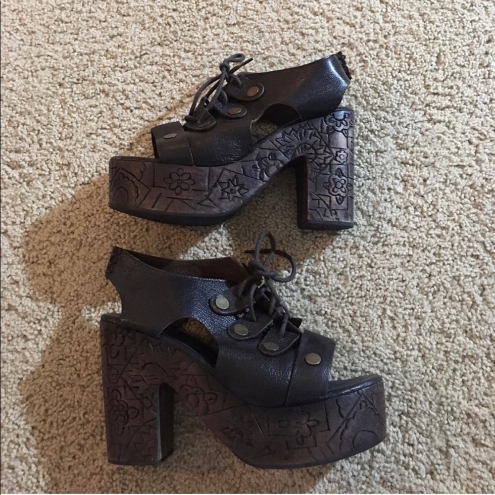 Free People Brown Platform Sandals Size 39